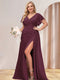 A-Line/Princess V-Neck Long Plus Size Bridesmaid Dresses with Split Side