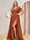 A-Line/Princess V-Neck Long Plus Size Bridesmaid Dresses with Split Side