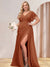 A-Line/Princess V-Neck Long Plus Size Bridesmaid Dresses with Split Side