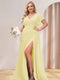 A-Line/Princess V-Neck Long Plus Size Bridesmaid Dresses with Split Side