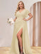 A-Line/Princess V-Neck Long Plus Size Bridesmaid Dresses with Split Side