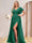 A-Line/Princess V-Neck Long Plus Size Bridesmaid Dresses with Split Side
