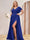 A-Line/Princess V-Neck Long Plus Size Bridesmaid Dresses with Split Side