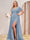 A-Line/Princess V-Neck Long Plus Size Bridesmaid Dresses with Split Side