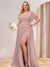 A-Line/Princess V-Neck Long Plus Size Bridesmaid Dresses with Split Side