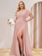 A-Line/Princess V-Neck Long Plus Size Bridesmaid Dresses with Split Side