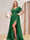 A-Line/Princess V-Neck Long Plus Size Bridesmaid Dresses with Split Side