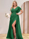 A-Line/Princess V-Neck Long Plus Size Bridesmaid Dresses with Split Side