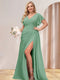 A-Line/Princess V-Neck Long Plus Size Bridesmaid Dresses with Split Side