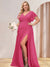 A-Line/Princess V-Neck Long Plus Size Bridesmaid Dresses with Split Side