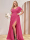 A-Line/Princess V-Neck Long Plus Size Bridesmaid Dresses with Split Side