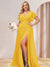A-Line/Princess V-Neck Long Plus Size Bridesmaid Dresses with Split Side