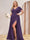 A-Line/Princess V-Neck Long Plus Size Bridesmaid Dresses with Split Side