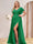 A-Line/Princess V-Neck Long Plus Size Bridesmaid Dresses with Split Side