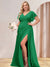 A-Line/Princess V-Neck Long Plus Size Bridesmaid Dresses with Split Side