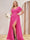 A-Line/Princess V-Neck Long Plus Size Bridesmaid Dresses with Split Side