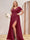 A-Line/Princess V-Neck Long Plus Size Bridesmaid Dresses with Split Side