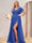 A-Line/Princess V-Neck Long Plus Size Bridesmaid Dresses with Split Side