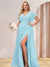 A-Line/Princess V-Neck Long Plus Size Bridesmaid Dresses with Split Side