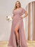 A-Line/Princess V-Neck Long Plus Size Bridesmaid Dresses with Split Side