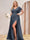 A-Line/Princess V-Neck Long Plus Size Bridesmaid Dresses with Split Side