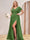 A-Line/Princess V-Neck Long Plus Size Bridesmaid Dresses with Split Side