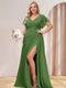 A-Line/Princess V-Neck Long Plus Size Bridesmaid Dresses with Split Side