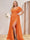 A-Line/Princess V-Neck Long Plus Size Bridesmaid Dresses with Split Side