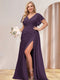 A-Line/Princess V-Neck Long Plus Size Bridesmaid Dresses with Split Side