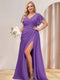 A-Line/Princess V-Neck Long Plus Size Bridesmaid Dresses with Split Side