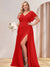 A-Line/Princess V-Neck Long Plus Size Bridesmaid Dresses with Split Side