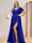 A-Line/Princess V-Neck Long Plus Size Bridesmaid Dresses with Split Side