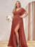 A-Line/Princess V-Neck Long Plus Size Bridesmaid Dresses with Split Side