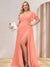A-Line/Princess V-Neck Long Plus Size Bridesmaid Dresses with Split Side