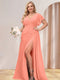 A-Line/Princess V-Neck Long Plus Size Bridesmaid Dresses with Split Side
