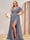 A-Line/Princess V-Neck Long Plus Size Bridesmaid Dresses with Split Side