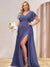 A-Line/Princess V-Neck Long Plus Size Bridesmaid Dresses with Split Side