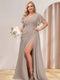 A-Line/Princess V-Neck Long Plus Size Bridesmaid Dresses with Split Side