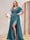 A-Line/Princess V-Neck Long Plus Size Bridesmaid Dresses with Split Side