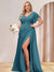 A-Line/Princess V-Neck Long Plus Size Bridesmaid Dresses with Split Side