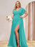 A-Line/Princess V-Neck Long Plus Size Bridesmaid Dresses with Split Side