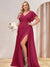 A-Line/Princess V-Neck Long Plus Size Bridesmaid Dresses with Split Side