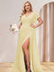 A-Line/Princess V-Neck Long Plus Size Bridesmaid Dresses with Split Side