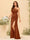 Sheath/Column One-Shoulder Long Bridesmaid Dresses with Split Side