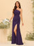 Sheath/Column One-Shoulder Long Bridesmaid Dresses with Split Side