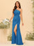 Sheath/Column One-Shoulder Long Bridesmaid Dresses with Split Side