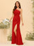 Sheath/Column One-Shoulder Long Bridesmaid Dresses with Split Side
