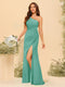 Sheath/Column One-Shoulder Long Bridesmaid Dresses with Split Side