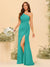 Sheath/Column One-Shoulder Long Bridesmaid Dresses with Split Side