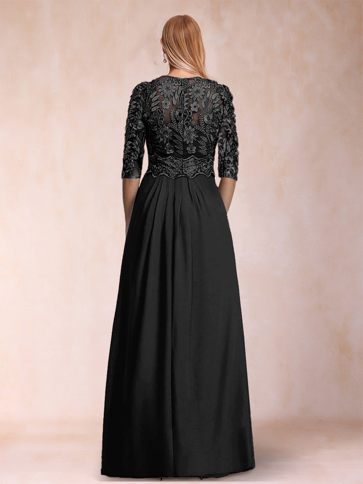 A-Line/Princess Scoop 3/4 Sleeves Jumpsuit with Applique